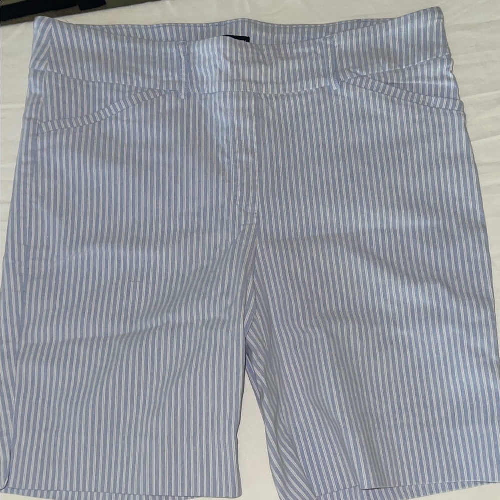Light Blue & White Striped Bermuda Shorts